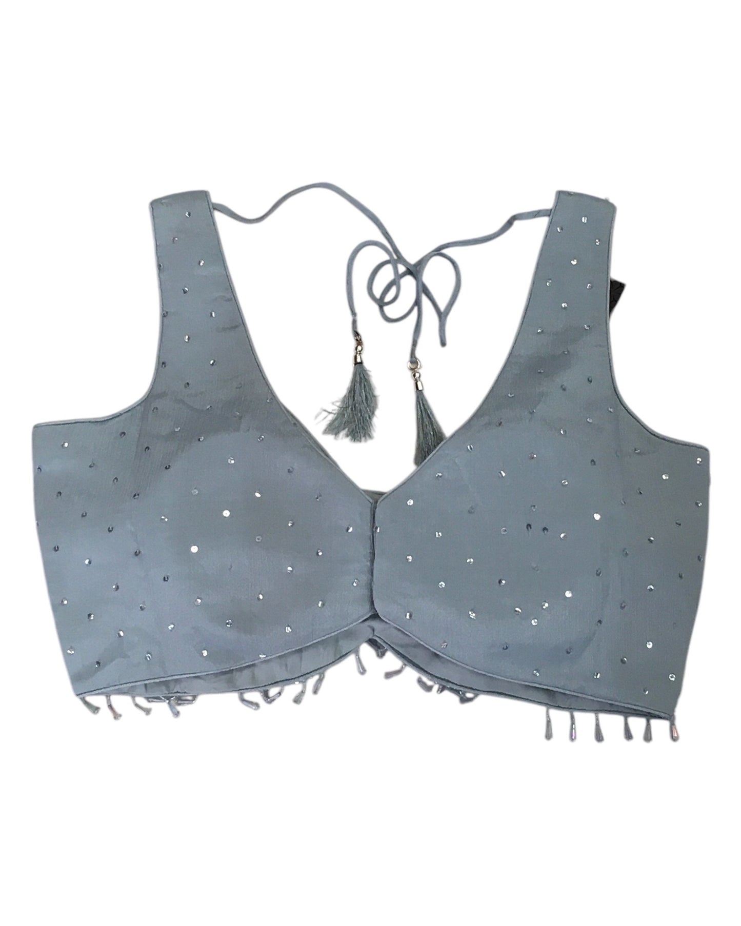Silver Grey - Designer Ladies Short Top Palazzo Trousers Suit - Size 14 (40") - VMK BADAL PY