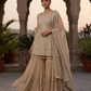 UK 12 / 38" - Beige - Designer Ladies Indian Medium Top Palazzo Trousers Suit - UK Stock - 2/3 days delivery - VMK CHARMI RP