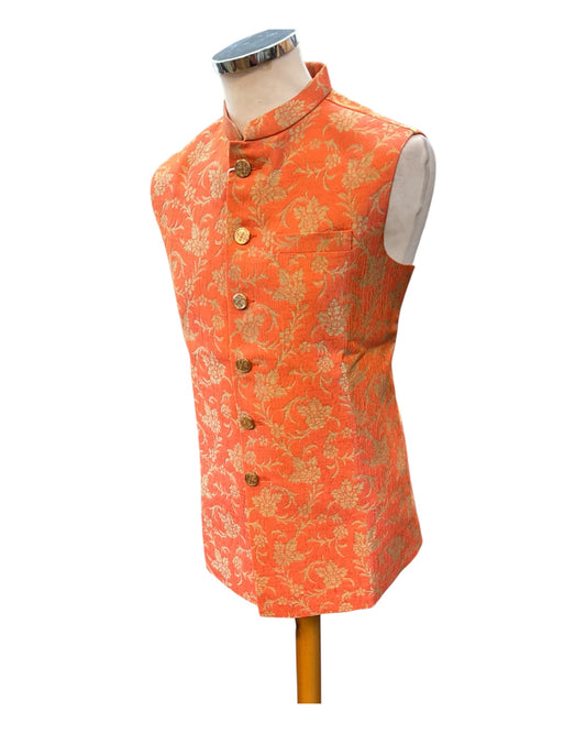 Burnt Orange - Rich Brocade - Mens Traditional Waistcoat - UK Stock - VNS-JKT01 10KK25