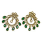 Green - Small Size Antique Gold Finish Necklace Set with Earrings - Bollywood - AE2519 08C25