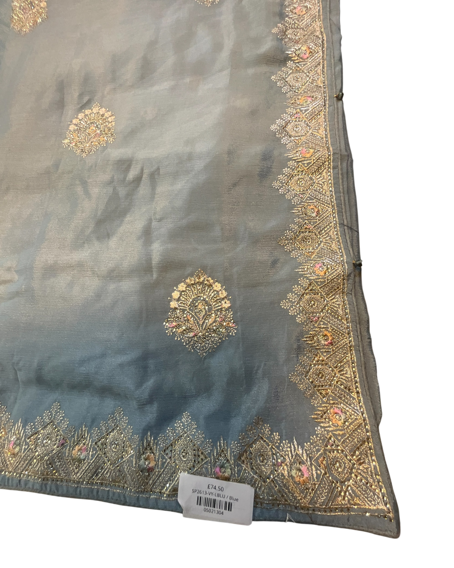 Light Blue - Saree with Thread / Stone Work and Blouse Piece - UK stock - 24hr Dispatch - SP2613 VY