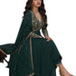 Chiffon - Teal Anarakali  Long Dress with Trousers - Size 14 (Bust 40") - Inside Margin to let out ( 3 to 4")VF66573 TY 1024