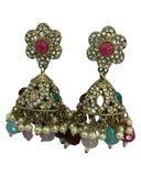 Multi - Medium - Antique Finish Traditional Zhumki Earrings - Bollywood - Weddings - CH535 V 0724