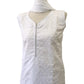 White - Sleeveless Cotton Ladies Salwar Kameez with Chiffon Dupatta - Funeral KTC2301 KY 0923