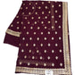 Wine - Chiffon - Party Wear Embroidered Saree with Blouse Piece - SP2504008 VY
