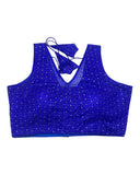Royal Blue - Fully Embroidered V neck Saree / Lehenga blouse - With Cups - Margin to loosen - UK Stock - AF2343 H 0923