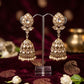 Gold - Royal Teardrop Kundan & Pearl Jhumka Earrings - 6JE06 10Pp26