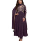 Chiffon - Purple Anarakali  Long Dress with Trousers - Size 14 (Bust 40") - Inside Margin to let out ( 3 to 4")VF66574 TY 1024