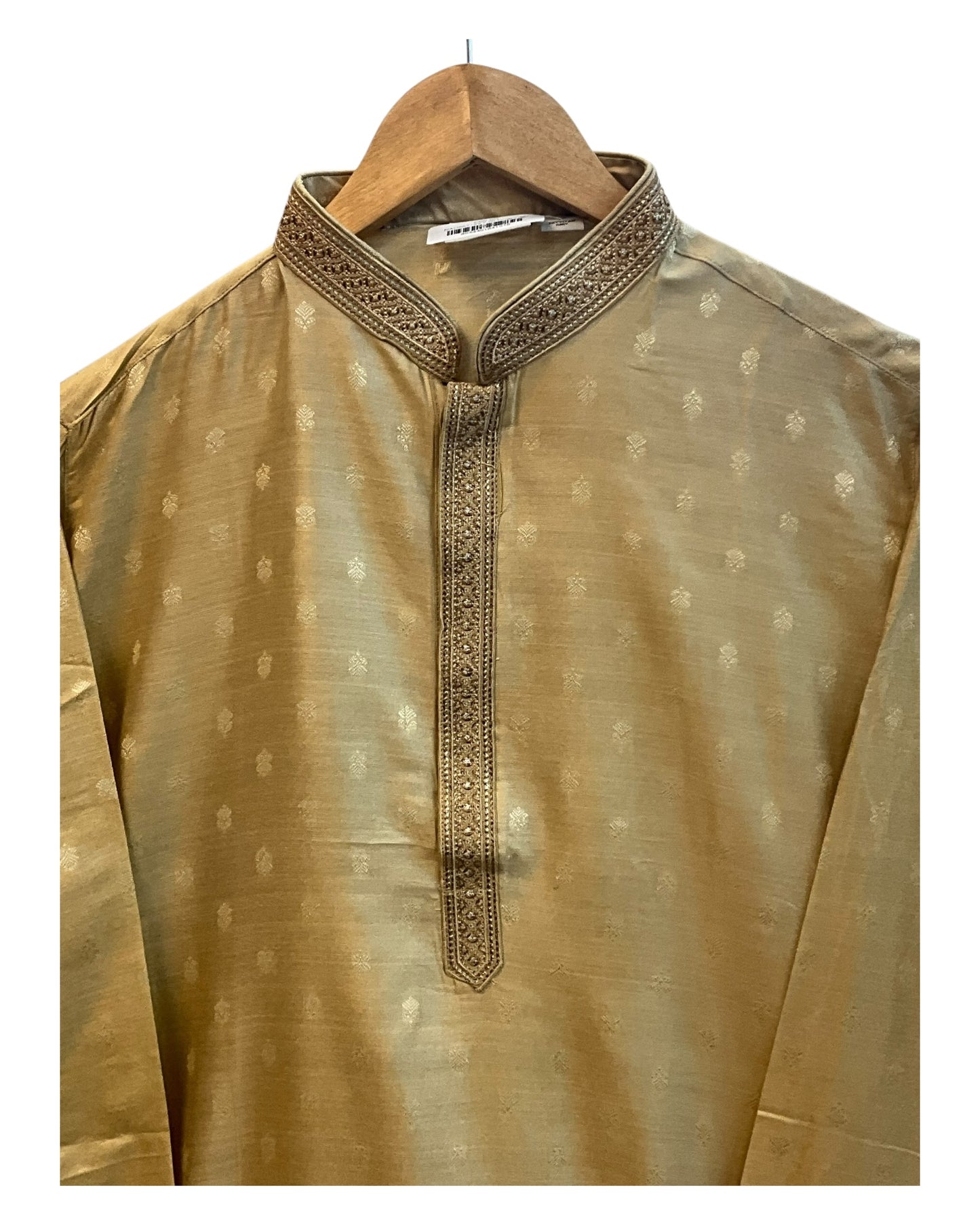 Beige / Gold - Rich Linen Mens Indian Kurta set - UK Stock - Weddings / Walimas , Sangeet, Diwali, Eid, Mehndi / Henna - NAD25715 VY