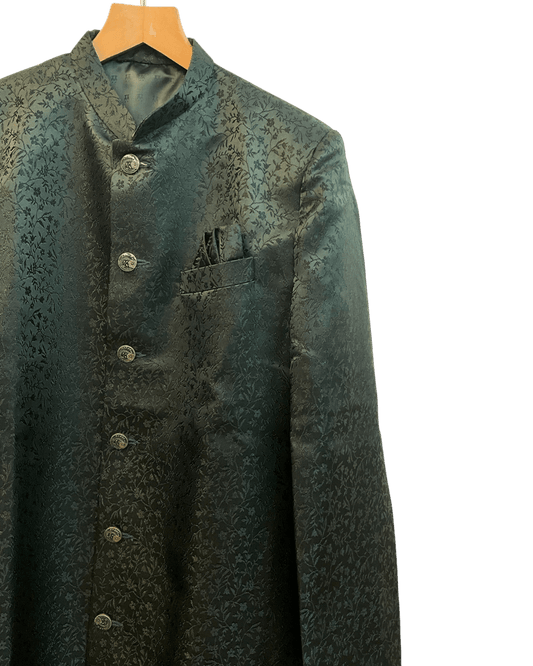40" - SALE ! Bottle Green - Classic Self Brocade Mens Sherwani with Quality Buttons - Smart Trousers - UK stock - 2/3 Days Delivery - YD2504 PY - Prachy Creations