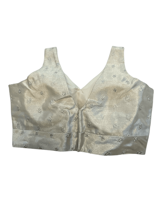 40" / UK 14 - Champagne - Self Butti Saree blouse with cups, Sleeveless - 36" - UK Stock - Quick Delivery - RNK - R948-KK - Prachy Creations