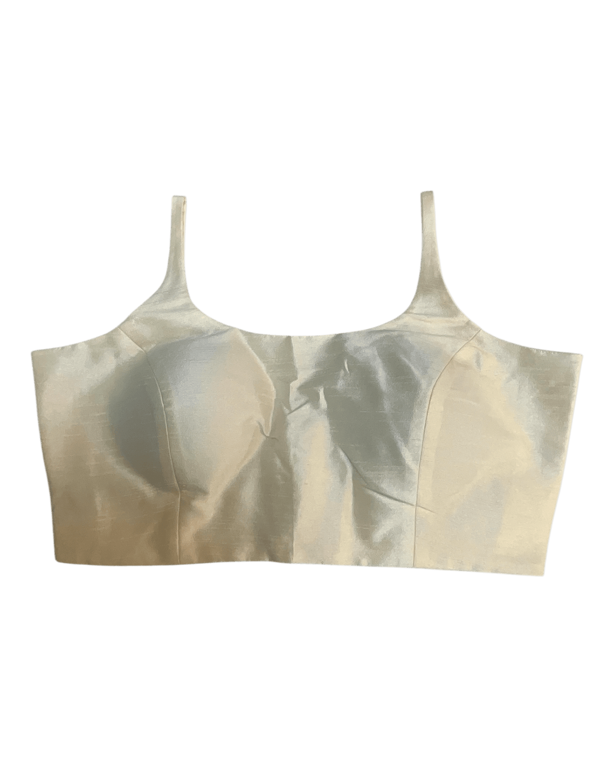 40" / UK 14 - Cream - Silky Designer Saree blouse with cups, Sleeveless - UK Stock - Quick Delivery - RNK - R651-H - Prachy Creations