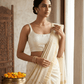 40" / UK 14 - Cream - Silky Designer Saree blouse with cups, Sleeveless - UK Stock - Quick Delivery - RNK - R651-H - Prachy Creations