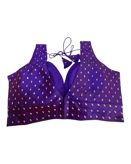 40" / UK 14 - Purple - Silky Designer Saree blouse with cups, Sleeveless - UK Stock - Quick Delivery - RNK - R717 KV - Prachy Creations