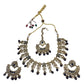 Navy Blue - Large Size Antique Gold Finish Necklace Set with Earrings - AV7783  11KK24