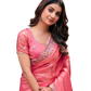 Coral Pink - Fancy Party Saree with Blouse Piece - UK stock - 24hr Dispatch - LTF4603 07VY26