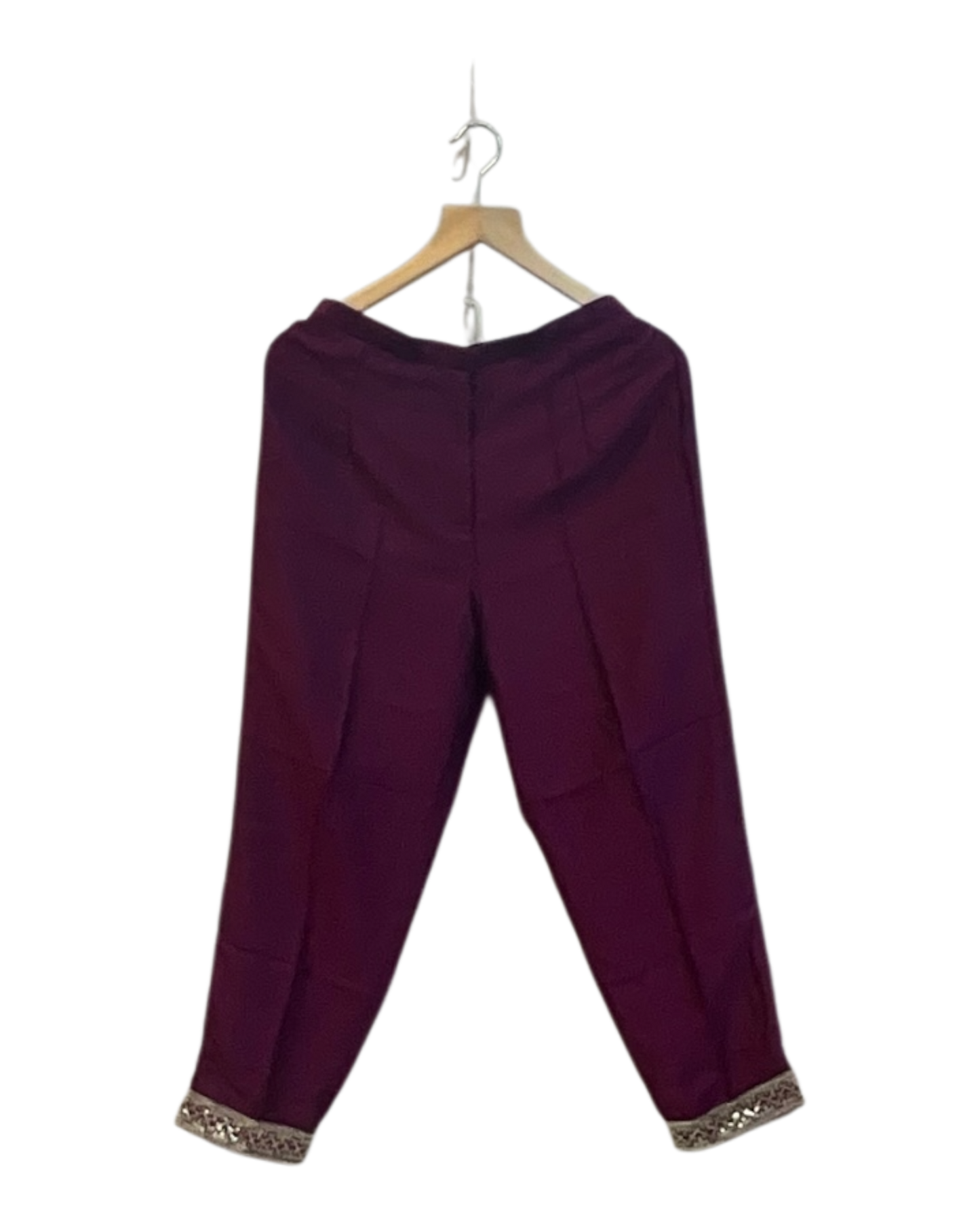 UK 12 / 38" - Wine - Silky Ladies Trousers Suit - Sangeet / Henna / Temple - OC578 VR