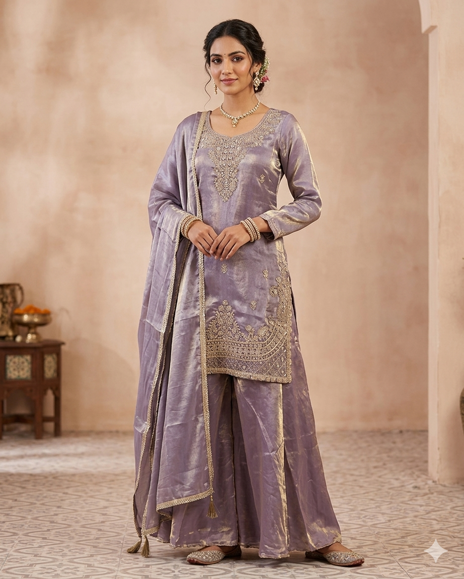 UK 20 / 46" - Purple - Ladies Sharara / Palazzo Trousers Suit - UK Stock - Sangeet / Henna / Weddings - HEL22010 VJ
