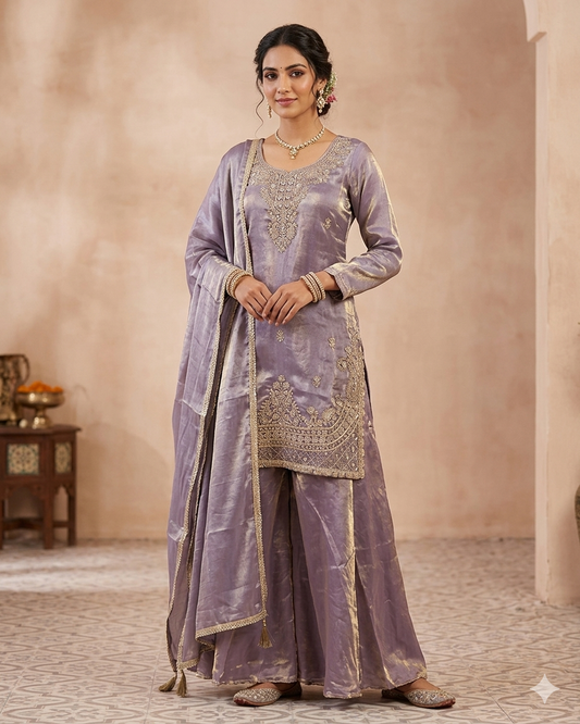 UK 20 / 46" - Purple - Ladies Sharara / Palazzo Trousers Suit - UK Stock - Sangeet / Henna / Weddings - HEL22010 VJ