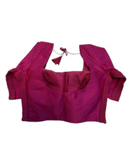 Plum - HYBRID Silky Saree blouse - With Elastic on both side for Great fit - Size 36