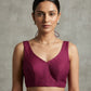 Size 36" / UK 10 - Maroon - Sleevless Saree blouse with cups - UK Stock - With Margin inside - VAM1301 - KY