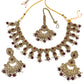 Maroon - Large Size Necklace Set with Earrings - PRI1753 H 0424