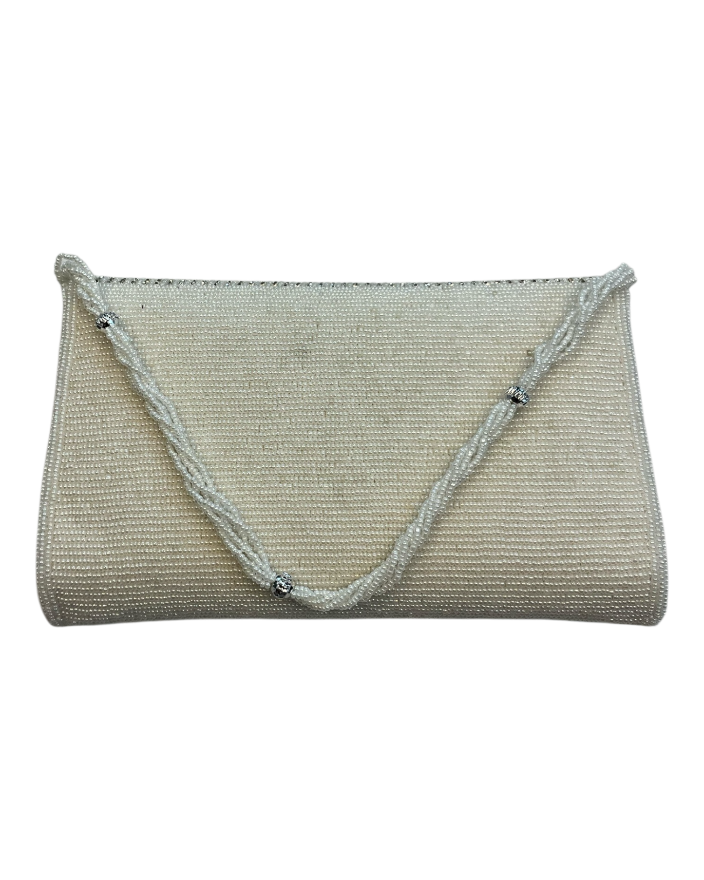 Silver / White - Rich Hand Embroidered Clutch Bag / Handbag -Bollywood / Weddings - AKB278 11KJ25