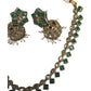 Green - Small - Antique Gold Finish Necklace Set with Earrings - AE2405 C 0724