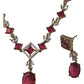 Magenta - Medium - Antique Gold Finish Necklace Set with Earrings - AE2407 A 0724