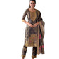 Dark Grey - Banarasi Handloom Ladies Indian Salwar Suit with Printed Dupatta - Available in Size 10 (36") LL-FAR22405 TY 1024