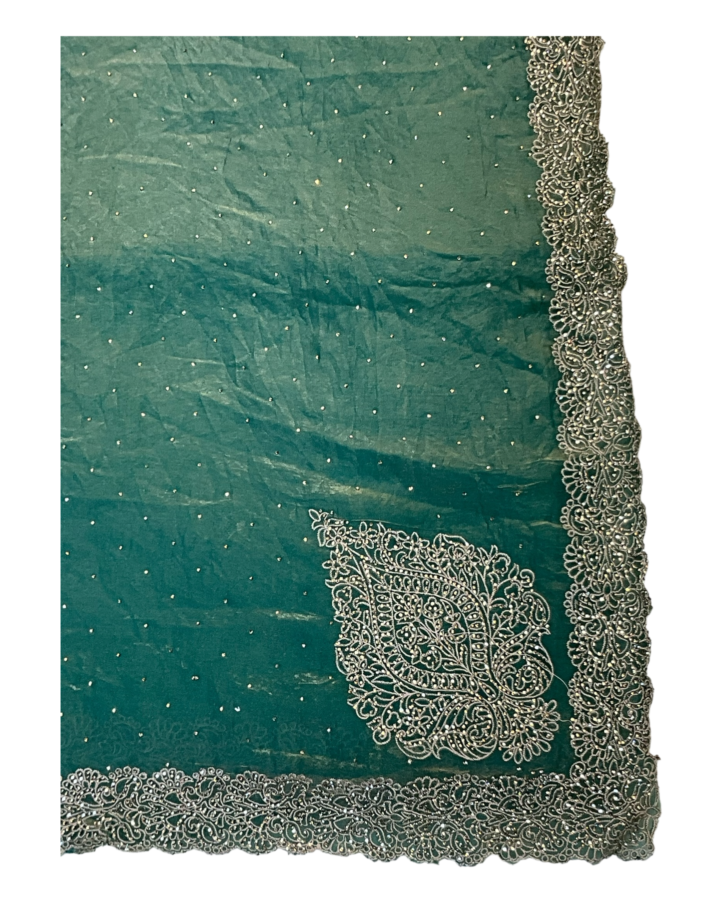 Sage Green - Rich Saree with Thread / Stone Embroidery and Blouse Piece - UK stock - 24hr Dispatch - RS2525 VJ