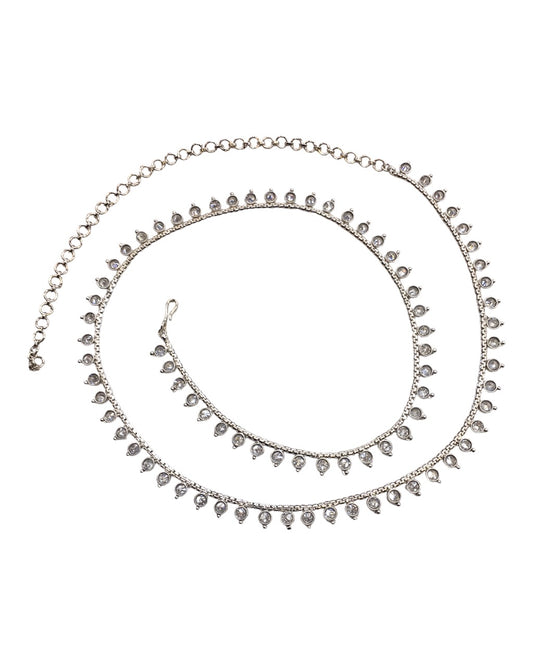 Silver Finish Saree Belt, Waist / Belly Chain - Fancy Dress , Bollywood - KAJ959 A 0923