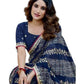 Navy Blue - Bandhani Printed - Chiffon Saree with Blouse Piece - KAS-Chuneri 303 10KV25