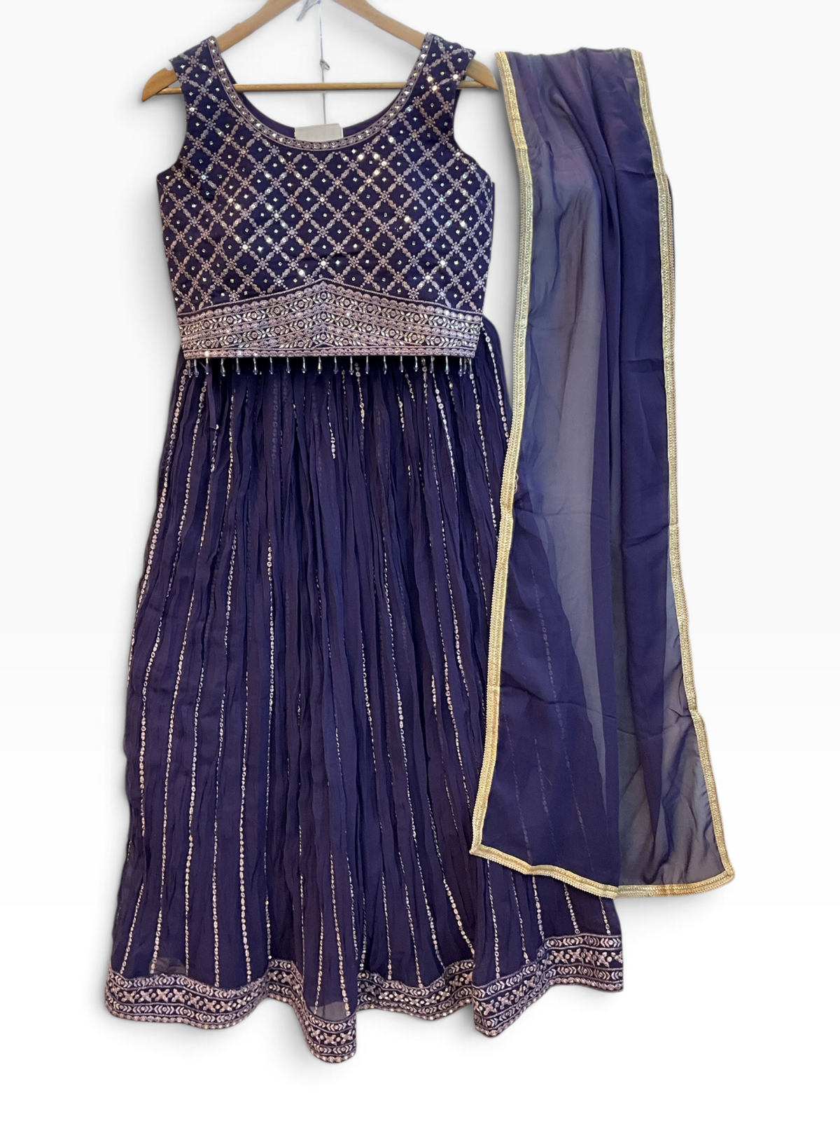 SALE ! Size UK 12 (38") Purple - Lehenga Set - Mehndi / Sangeet / Bridesmaids / Weddings / Garba  - UK Stock - 24h Dispatch - KTC2501 01VT25