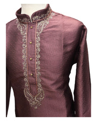 Dusty Pink - Handloom Banarasi Mens Indian Kurta set - Weddings / Walimas , Sangeet, Eid, Mehndi / Henna - KCS1017 08VT24