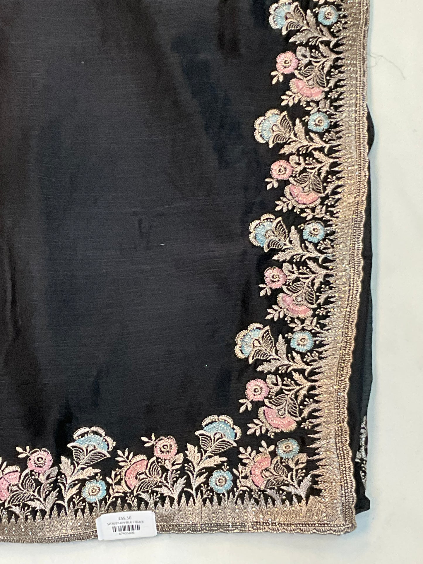 Black - Fancy Party Saree with Blouse Piece - UK stock - 24hr Dispatch - SP2607 KH