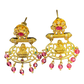 Magenta Pink - Medium - Antique Gold Finish Traditional Earrings - Bollywood - Weddings - AE2606 V