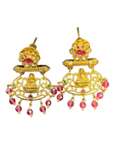 Magenta Pink - Medium - Antique Gold Finish Traditional Earrings - Bollywood - Weddings - AE2606 V