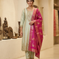 UK 16 / 42" - Cream - Silky Ladies Trousers Suit - Sangeet / Henna / Temple - OC45124 TT