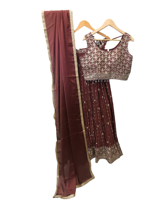 Rust - Ready Made Lehenga Set - Size 12 - 38"(Loosen up to 14) ) UK Stock - 24h Dispatch - KTC24305  TY 0524