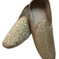 Very Comfortable Dark Gold Brocade Loafer Style Mojri - Indian Mens shoes - Mojari , Khossay -  YD2305