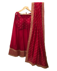 Red - Silky Lehenga Set - Weddings ,Bridesmaids, Sangeet,  Henna, Haldi - 24h Dispatch - AF2414 TT 0624