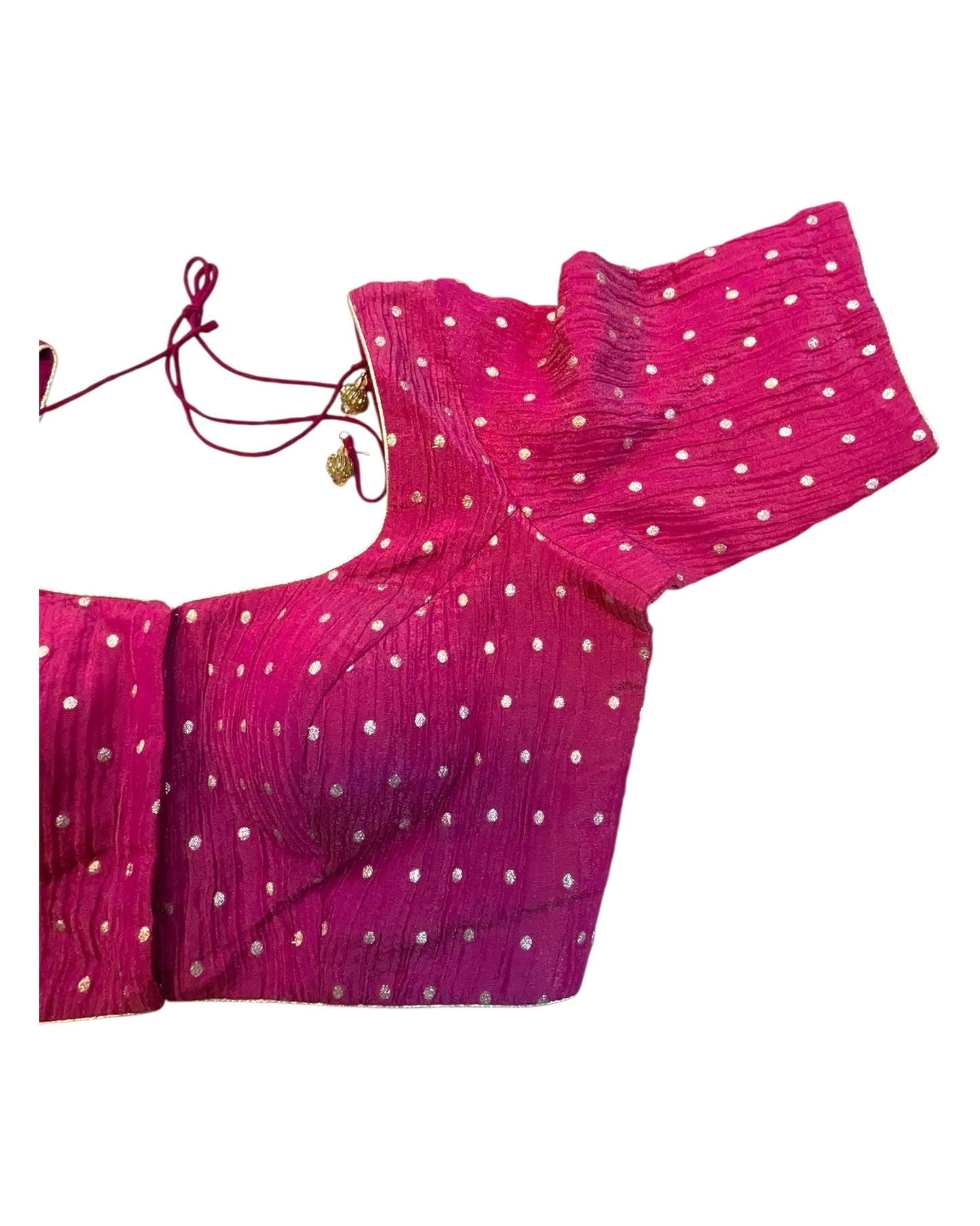 36" & 40" - Fuchsia / Magenta Pink - Banarasi Tissue Saree / Lehenga Blouse - Margin inside for adjustments - X1228 01KK25