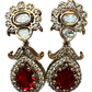 Red - Small - Antique Gold Finish Traditional Earrings - Bollywood - Weddings - 15ER715 07J26