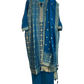 UK 14 / 40" - Petrol Blue - Silky Brocade Ladies Trousers Suit - Sangeet / Henna / Temple - KTC241063 VA