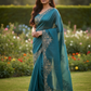 Turquoise - Rich Saree with Stone Work Border and Blouse Piece - UK stock - 24hr Dispatch - RS2511 TA