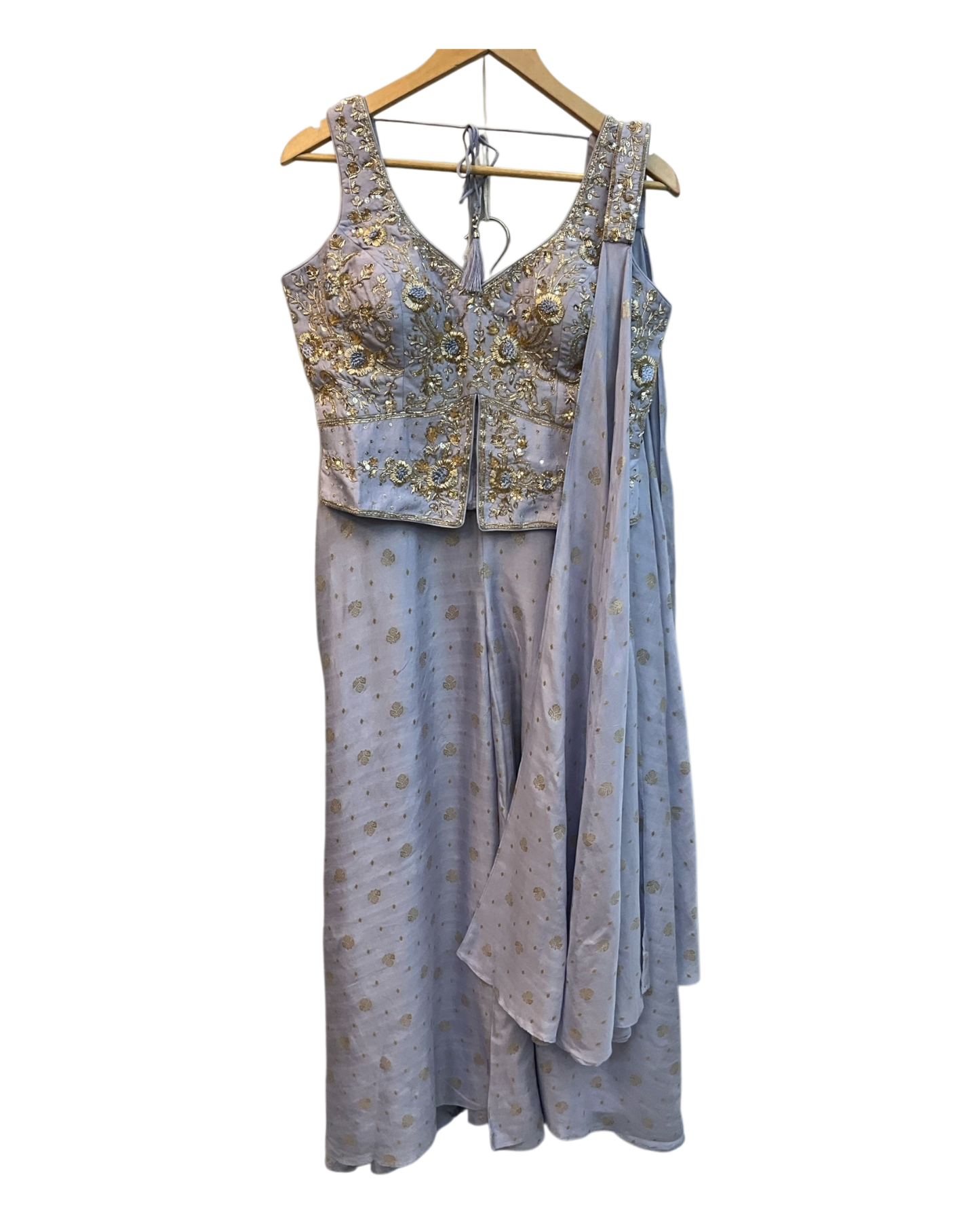 UK 12 / 38" - Lilac - Designer Ladies Indian Short Top Palazzo Trousers Suit - UK Stock - 2/3 days delivery - VMK JINA RY