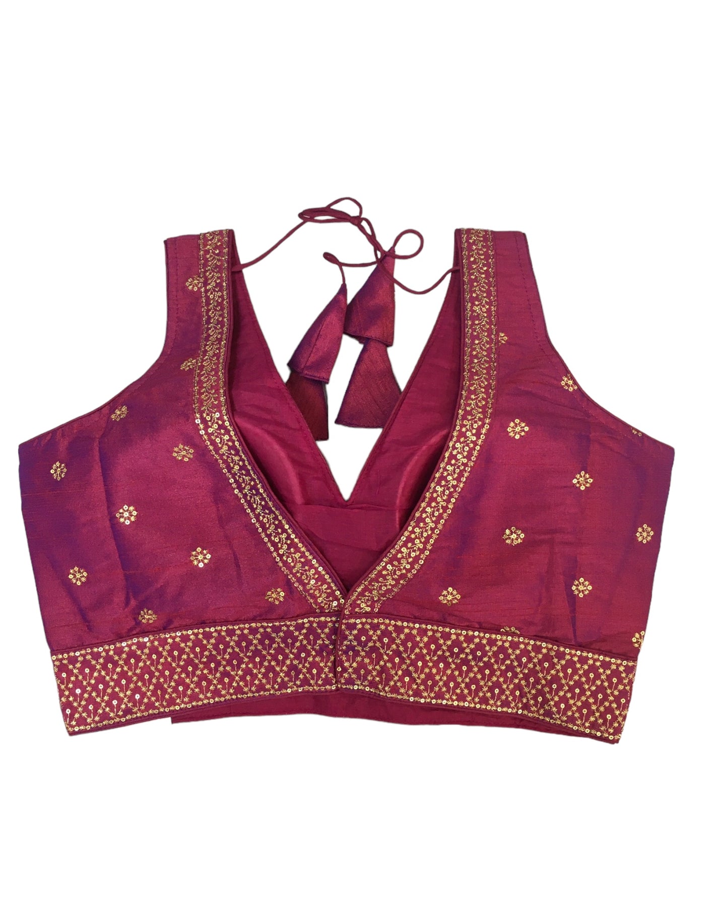 Plum - Dupion Silky Saree / Lehenga blouse - 38" Bust (UK 12) Can be let out to size 16  - AF2406 H 0324