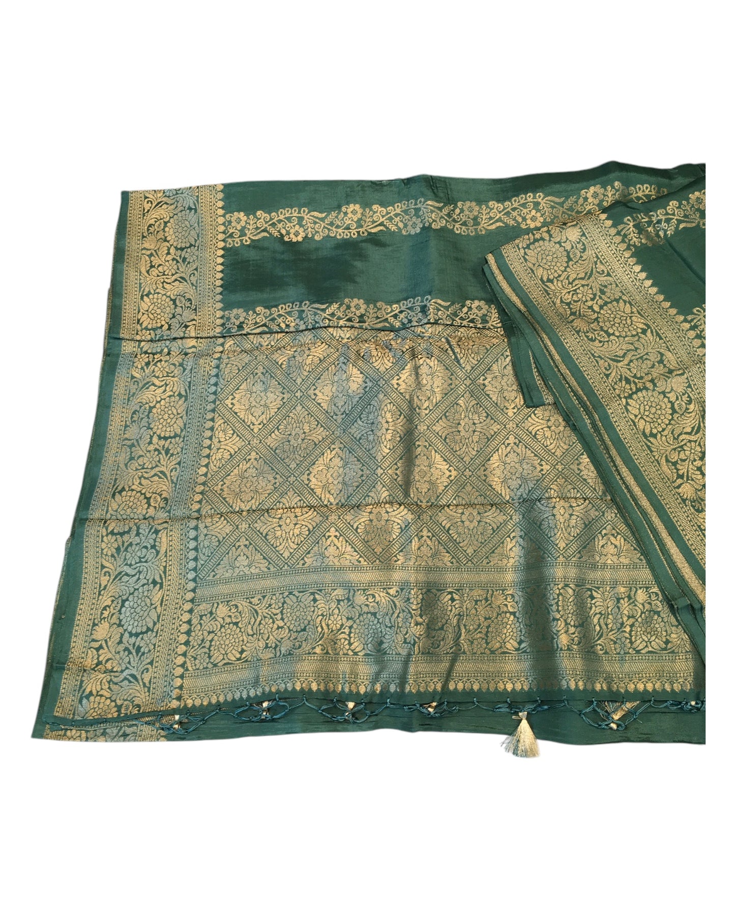 Sage Green - Traditional Handloom Banarasi Sari / Saree - with Blouse Piece - SN2401 11VJ24