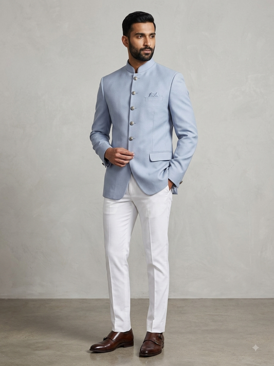 SALE! Mens Light Grey BandhGala / Prince / Chinese Collar Jacket - Fantastic Fit - CS2202 JP 0822